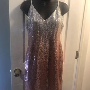 STRIKING SEQUINS OMBRE MINI DRESS